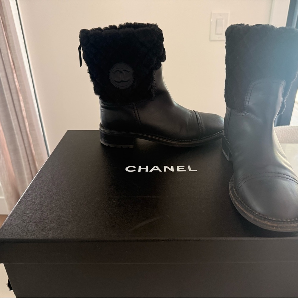 Authentic Chanel Black Cuff Boots
